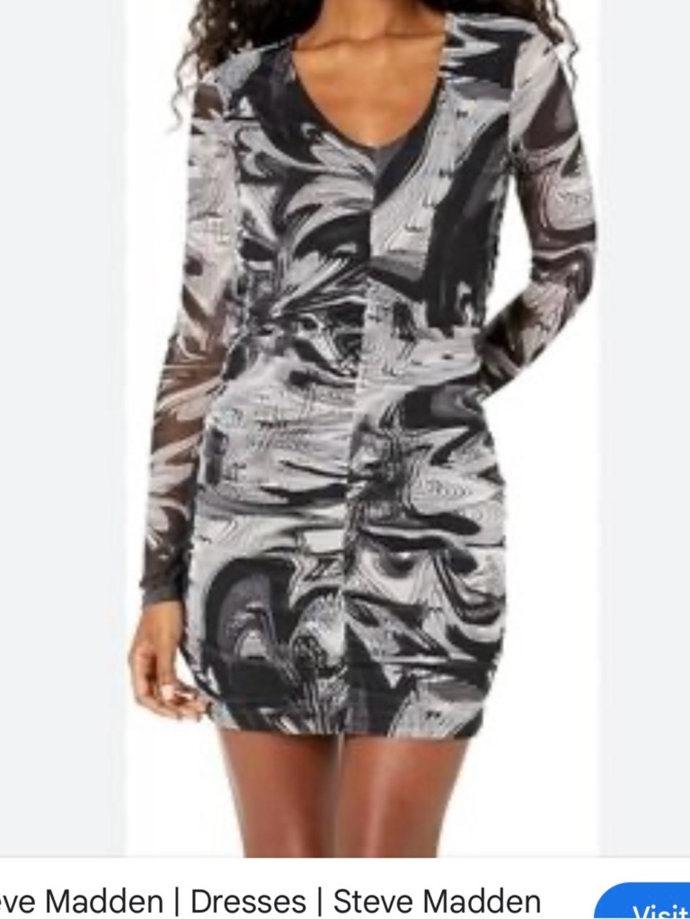 Steve Madden Black & White Abstract Mesh Mini Dress